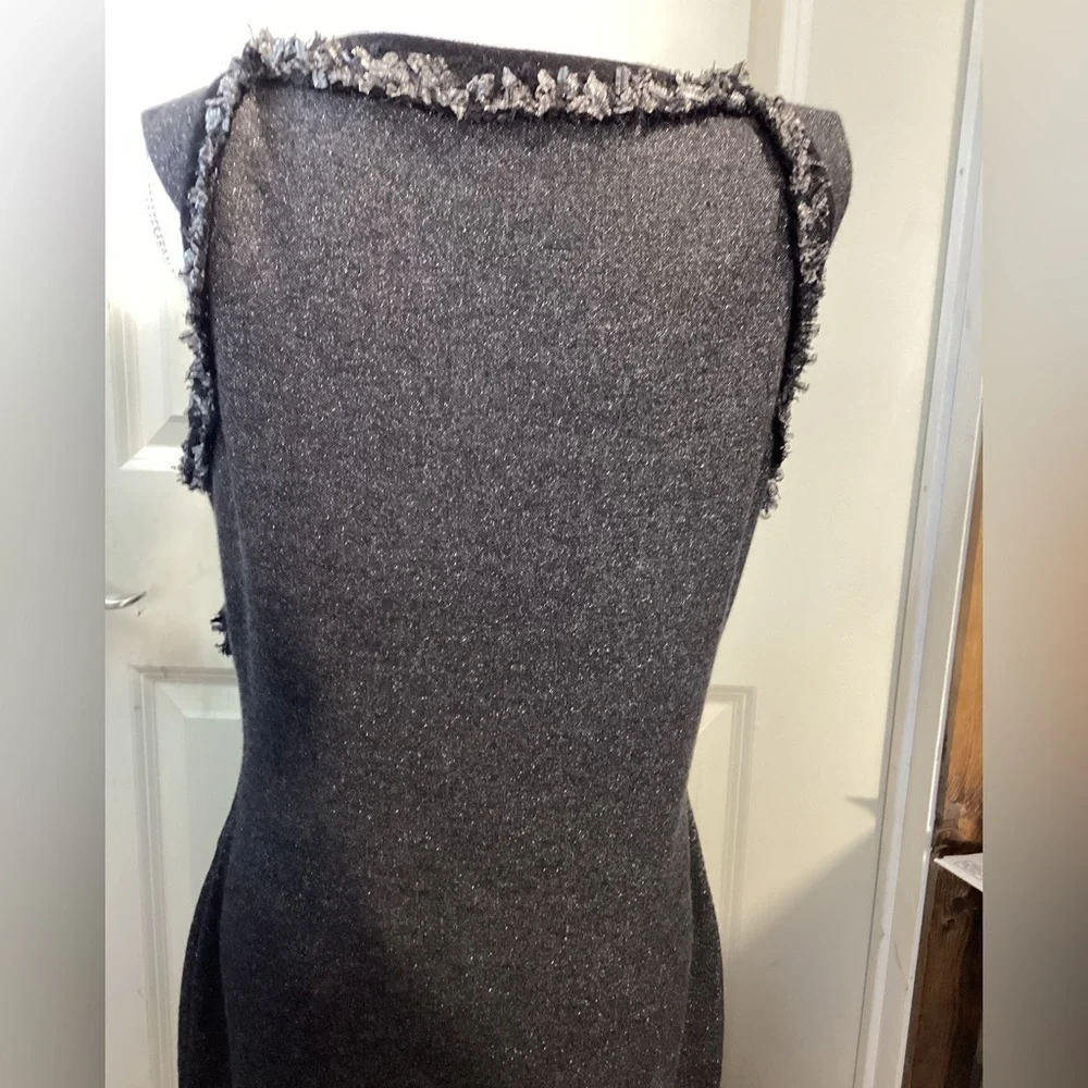 CHANEL Authenticated Gray Textured Midi Dress